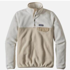 Patagonia Lightweight Synchilla Snap-T Pullover Fleece White Beige Size S